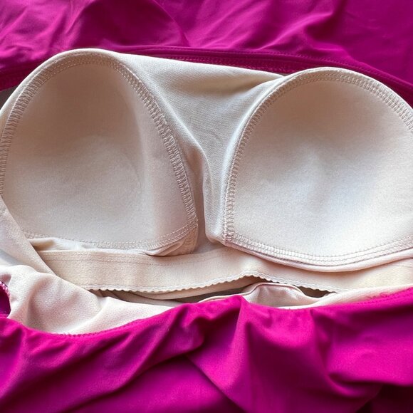 Pink One-Shoulder Swimsuit With Ruffle Detail Padded Lining Size L (12-14) - Picture 4 of 7